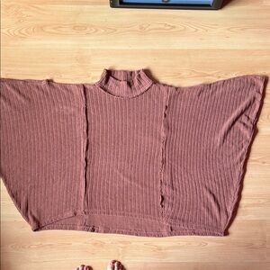 Free People Ribbed Cowl Neck Sweater in Dusty Rose